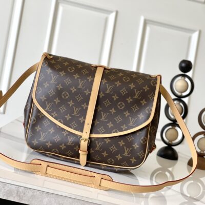 LV 路易威登 頂級原單 SAUMUR 手袋 M40710 小號Monogram帆布 牛皮飾邊