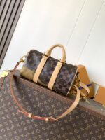 LV頂級原單Keepall Bandoulière 25手袋Monogram拼布帆布旅行肩背包M15428