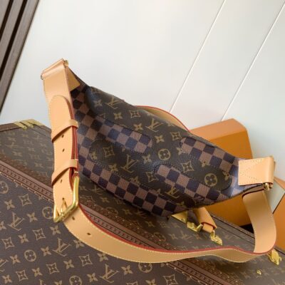 LV頂級原單Rush腰包Monogram拼Damier刺繡多用斜挎肩背 M15271