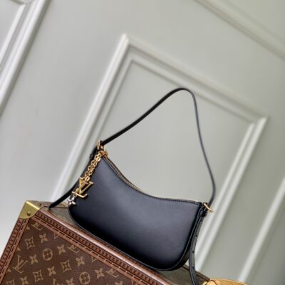 LV精品仿製Pochette LV Bloom黑色小牛皮時尚經典百搭M25525