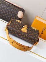 LV精品仿製M40027老花曼哈頓單肩包中古經典鉚釘設計2025百搭風格