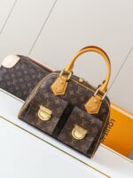 LV復刻版M40026曼哈頓老花手提袋金屬質感設計2025法式氣場中古風
