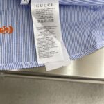Gucci一比一25SS淺藍白條紋棉襯衫 多色GG切絲 增添靈動質感