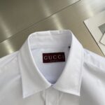 Gucci高仿25SS白色棉府绸船锚刺绣衬衫 多码舒适版型