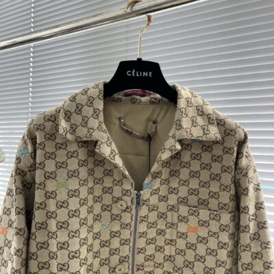 Gucci一比一駝色深棕GG帆布夾克 25SS時尚經典 GG切絲細節