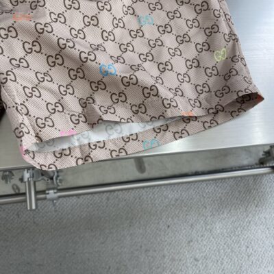Gucci高仿25SS米色深棕GG提花科技府绸游泳短裤 夏日必备舒适