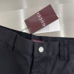 Gucci原單25SS重磅棉帆布長裤 黑色双G织带撞色细节