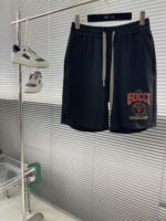 Gucci精品仿製黑色25S五分毛線圈休閒短褲 經典紅綠搭色 舒適透氣