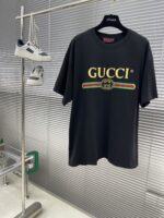 Gucci精品仿製黑色2025SS春夏繡花短TEE GG刺繡 舒適透氣時尚