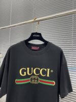 Gucci精品仿製黑色2025SS春夏繡花短TEE GG刺繡 舒適透氣時尚