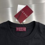 Gucci精品仿製黑色2025SS春夏繡花短TEE GG刺繡 舒適透氣時尚
