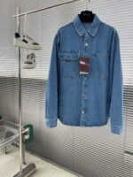 GUCCI 頂級原單25新款寬鬆版牛仔襯衫 紅綠織帶細節 丹寧休閒風