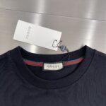 GUCCI 復刻版25SS春夏新款黑色圓領短袖 高端訂制 品牌logo重工藝