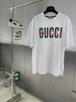 GUCCI A貨25SS春夏新款白色圓領短袖 高端訂制 品牌logo工藝
