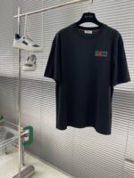 GUCCI 頂級原單25SS春夏新款黑色圓領短袖 高端訂制 品牌logo精工