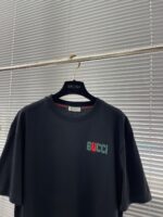 GUCCI 頂級原單25SS春夏新款黑色圓領短袖 高端訂制 品牌logo精工