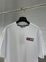 GUCCI 高仿25SS春夏新款白色圓領短袖 高端訂制 品牌logo重工藝