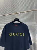 Gucci 藍色印花標識短袖T恤｜280克純棉｜男女同款｜一比一精品高仿