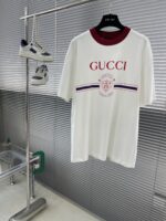 Gucci 微章標識短袖T恤｜撞色領口Firenze 1921印花｜男女同款一比一高仿精品