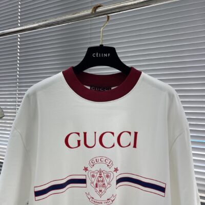 Gucci 微章標識短袖T恤｜撞色領口Firenze 1921印花｜男女同款一比一高仿精品