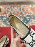 GUCCI高仿GG渔夫拖鞋 草編麻底早春女款經典條紋帆布平底鞋