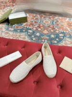 GUCCI復刻版 GG草編渔夫鞋 女款早春全皮帆布拖鞋