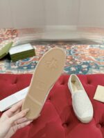 GUCCI復刻版 GG草編渔夫鞋 女款早春全皮帆布拖鞋