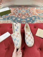 GUCCI精品仿製 GG草編渔夫鞋 女款全皮帆布圓頭平底拖鞋