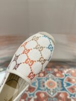 GUCCI精品仿製 GG草編渔夫鞋 女款全皮帆布圓頭平底拖鞋