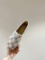 GUCCI精品仿製 GG草編渔夫鞋 女款全皮帆布圓頭平底拖鞋