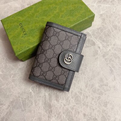Gucci Ophidia 732755 护照夹 高端原单 GG Supreme帆布 灰色牛皮滚边
