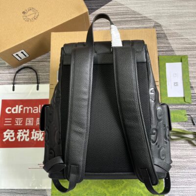 Gucci原單全黑超級雙G背包早秋系列多口袋雙肩包高質感625770