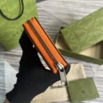 Gucci精品仿製橙色超級雙G拉鏈錢包原廠皮多卡位日用小巧配飾739484