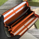 Gucci精品仿製橙色超級雙G拉鏈錢包原廠皮多卡位日用小巧配飾739484