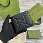Gucci原單黑色超級雙G錢包壓G原廠皮多卡位日用小巧配飾739475