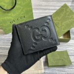 Gucci原單黑色超級雙G錢包壓G原廠皮多卡位日用小巧配飾739475