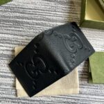 Gucci原單黑色超級雙G錢包壓G原廠皮多卡位日用小巧配飾739475