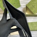 Gucci原單黑色超級雙G錢包壓G原廠皮多卡位日用小巧配飾739475