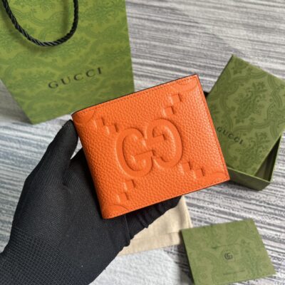 Gucci一比一橙色超級雙G錢包壓G原廠皮多卡位日用小巧配飾739475