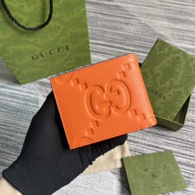 Gucci一比一橙色超級雙G錢包壓G原廠皮多卡位日用小巧配飾739475