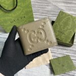 Gucci高仿灰褐色超級雙G錢包壓G原廠皮多卡位日用小巧配飾739475
