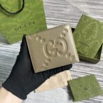 Gucci高仿灰褐色超級雙G錢包壓G原廠皮多卡位日用小巧配飾739475