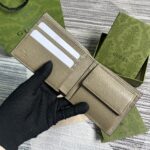 Gucci高仿灰褐色超級雙G錢包壓G原廠皮多卡位日用小巧配飾739475