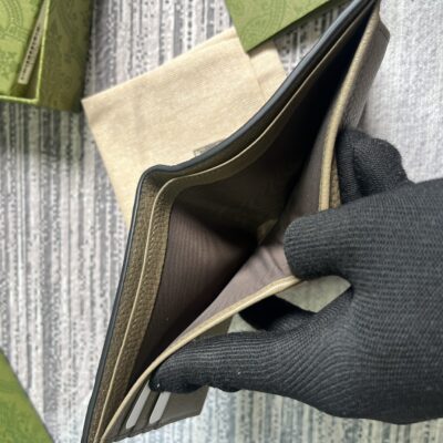 Gucci高仿灰褐色超級雙G錢包壓G原廠皮多卡位日用小巧配飾739475