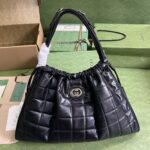 Gucci精品仿製黑色新款日常托特包鏈條包帶休閒廓形收納空間大746210