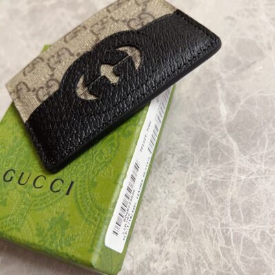 Gucci高仿男士小卡包GG Supreme帆布互扣雙G標識時尚配飾701425
