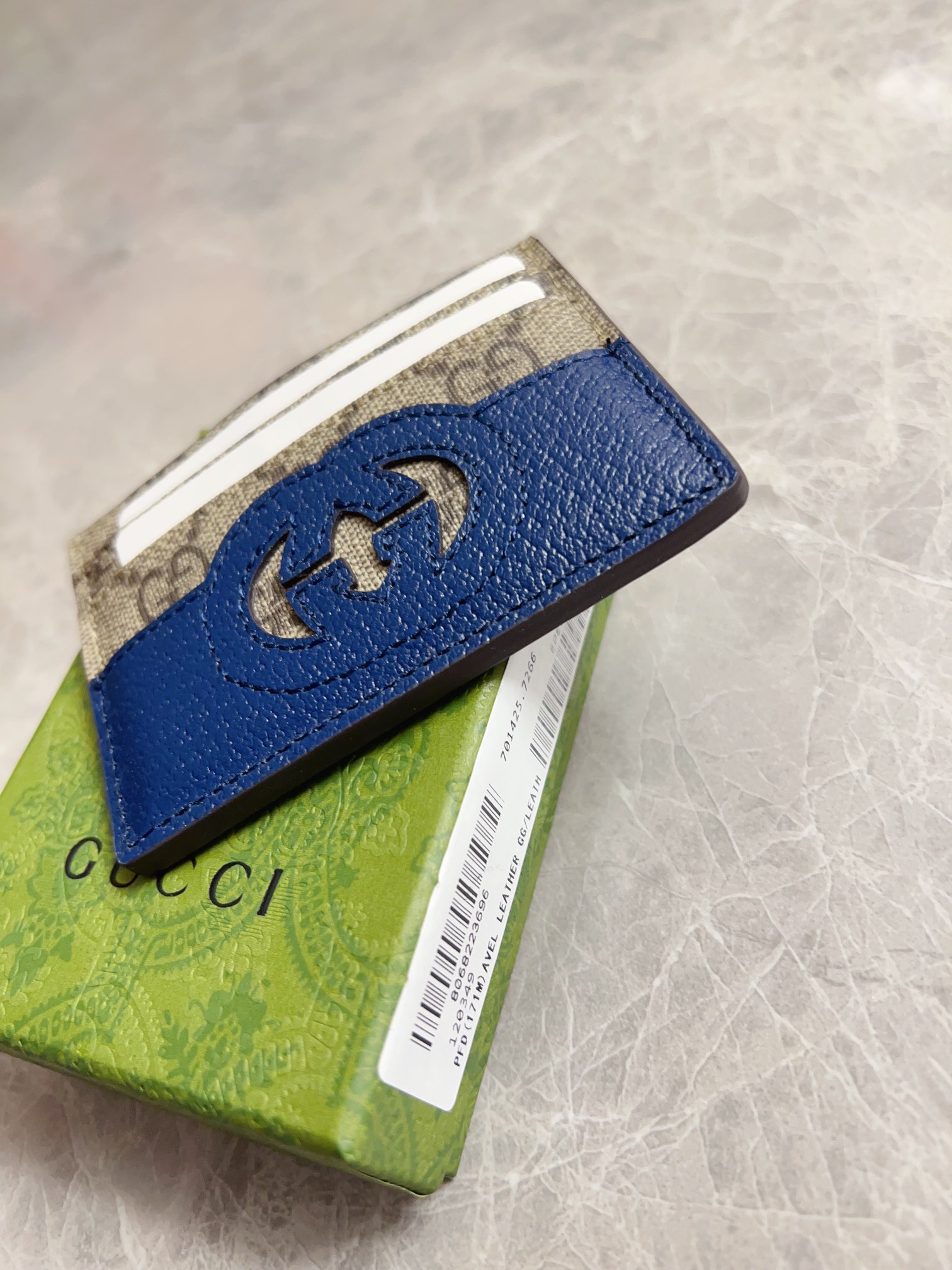 Gucci復刻版男士小卡包GG Supreme帆布互扣雙G細節時尚配飾701425