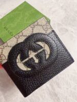 Gucci一比一男士短式錢包GG Supreme帆布互扣雙G標識經典配飾701420