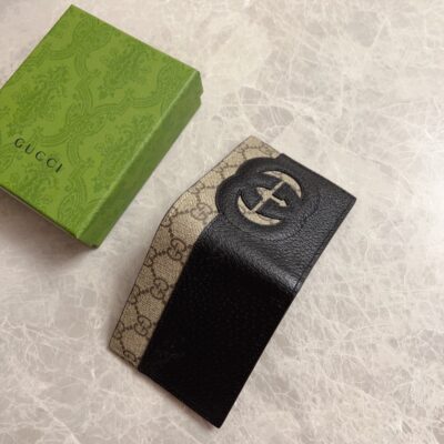 Gucci一比一男士短式錢包GG Supreme帆布互扣雙G標識經典配飾701420