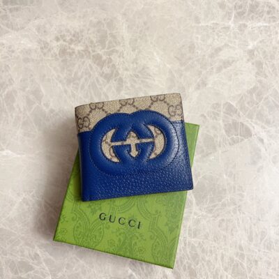 GucciA貨男士短式錢包GG Supreme帆布互扣雙G標識時尚配飾701420